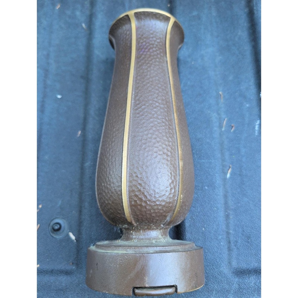 Vtg. Solid Hammered Bronze Brown Gold Cemetery Memorial Tuscan Vase 10.6"